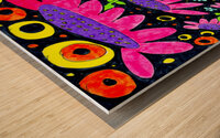 Abstract Colourful Flowers Wood print