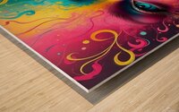 Chromatic Reverie: Surreal Woman Portrait in Vibrant Color Splashes Wood print