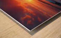 Radiant Ocean Sunset – Serene Waves and Fiery Sky Wood print