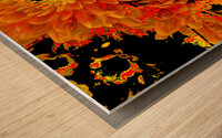 Abstract Orange and Yellow Chrysanthemums  Wood print