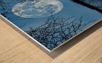 Eerie Moon Over Water Wood print
