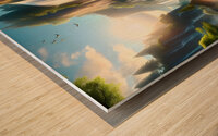Calm waterfall Wood print