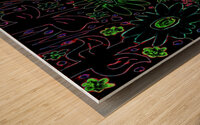 Abstract Neon Florals Wood print