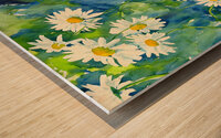 Daisies watercolor painting Wood print