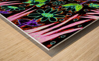 Abstract Neon Floral Design Wood print