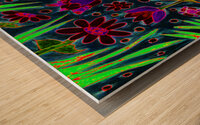 Abstract Neon Floral Dance Wood print