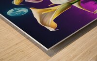 Moon shining over Calla Lily flowers  Cyberpunk style Wood print