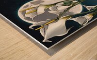 Moon shining over Calla Lily flowers  Cyberpunk style Wood print
