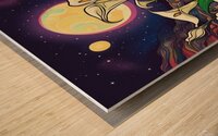 Moon shining over Calla Lily flowers  Psychedelic style Wood print