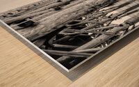 Beside Folly Beach Pier At Sunset Grayscale Wood print