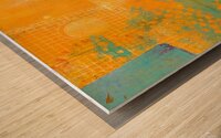 Golden sunrise abstract acrylic painting  Wood print