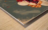 Image of a cherry pie with vanilla ice cream with a vintage background  Impressionism style Wood print