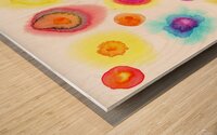Colorful dots floating watercolor painting Wood print