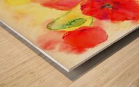 Red poppies watercolor painting Wood print