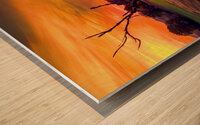 Serene Sunset over Rolling Fields Wood print