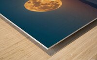 Golden Moonrise Over the Sea Wood print