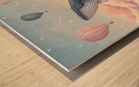 The Flying Whale in the Dawn Sky Wood print