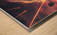 Apocalyptic Scene: Giant Waves and Meteor Strikes Wood print