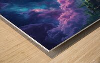 Fantasy Waterfall Under a Cosmic Sky – Dreamlike Surreal Landscape Wood print