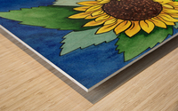 Garden Of Sunflowers Watercolor Painting Batik Style  Wood print