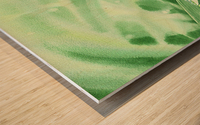 Dew Drops On Green Leaves Watercolor  Wood print