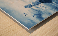 Girl And The Ocean Beach Painting In Ultramarine Blue  Wood print