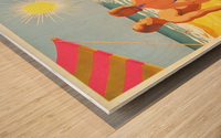 Portugal beach travel poster Wood print