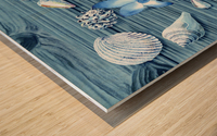 Seashells Heart With Blue Orchid Flower Beach Wood print
