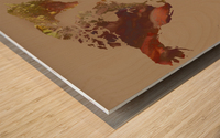 Green Brown Beige Colorful World Map Silhouet Wood print