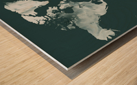 Monochrome Teal Gray Colorful World Map Silho Wood print