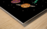 Planet Juggling Alien Riding A Unicycle Wood print