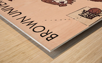 Vintage Brown Bear Basketball Cartoon Art Wood print
