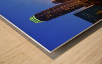 Modern Urban City at Sunset Wood print