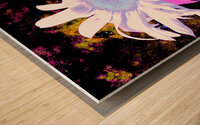 Pink Sunflower on  Dark  Abstract Background Wood print