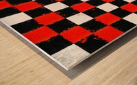 Red Black and White Checkerboard Wood print