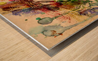 Bohemian Watercolor Portrait of Janis Joplin - Retro Psychedelic Art with Vintage Texture Wood print