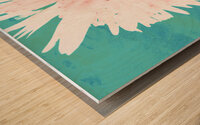 Pink Daisy on a Green  Abstract Background  Wood print