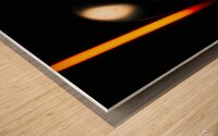 Abstract chrome decoration in a dark and orange light Wood print