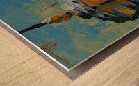 Yellow Sailboat at Anchor Wood print