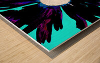 Daisy Flower on Vibrant Turquoise Background Wood print