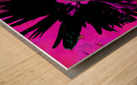 Black Abstract Daisy on a Pink Abstract Background Wood print