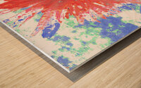 Abstract Red Daisy Flower on a Coloured Abstract Background Wood print