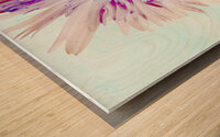 Abstract Distressed Pink Turquoise Centre Daisy Flower on an Abstract Background Wood print