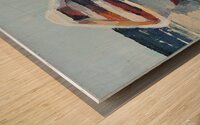 White and Red Rowboat on the Beach Wood print