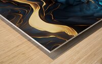 Blue Black & Gold Waves & Clouds Wood print
