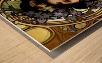 Romantic Art Nouveau Woman Portrait with Flowers and Flowing Hair Wood print