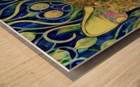 Abstract Portrait of a Cat in Vintage Tiffany Style Stained Glass Wood print