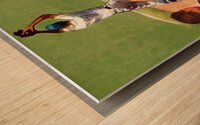 vintage baseball art safe at third Wood print
